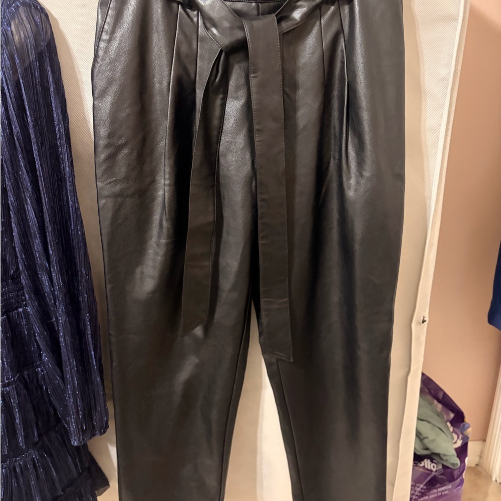 Express Black Faux Leather Trousers